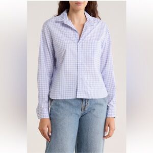 Frank & Eileen Grid Print Untuckable Button-Up Shirt PINK/ BLUE PLAID NEW SZ M
